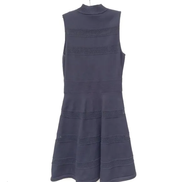 Kate Spade Black Knit Mesh Stripe Dress Size XS Quiet Luxury Old Money Ladylike