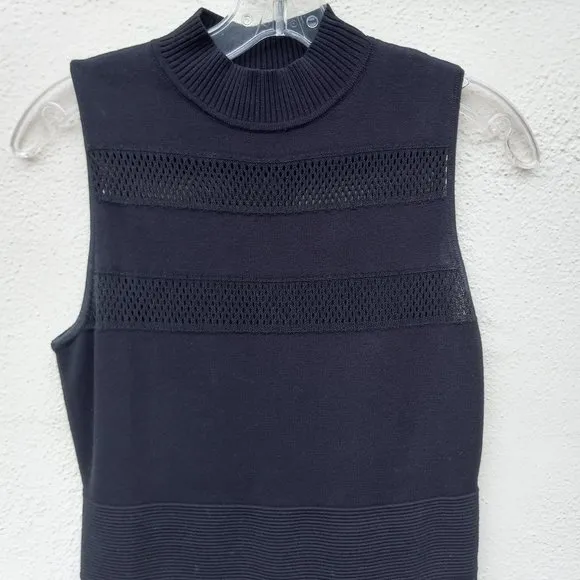 Kate Spade Black Knit Mesh Stripe Dress Size XS Quiet Luxury Old Money Ladylike