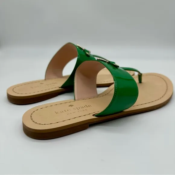Kate Spade Cassis Patent Green Thong Sandals Size 9