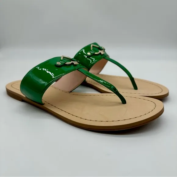 Kate Spade Cassis Patent Green Thong Sandals Size 9