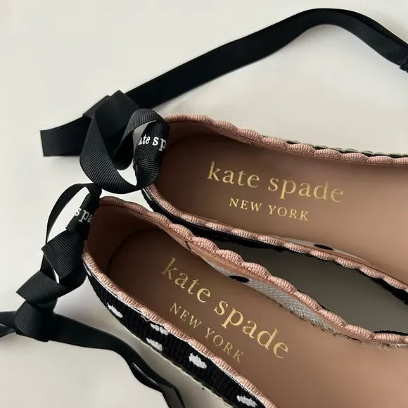 ♠️Kate Spade Knottingham Dots Knit Espadrilles Flats, Black NIB