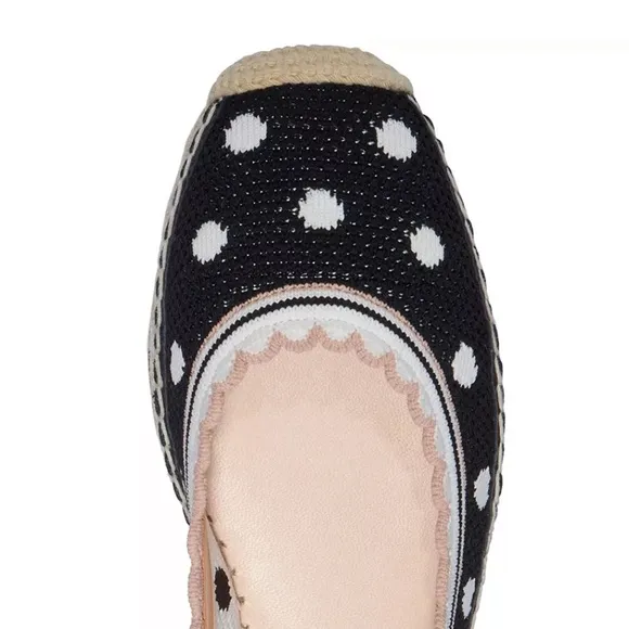 ♠️Kate Spade Knottingham Dots Knit Espadrilles Flats, Black NIB