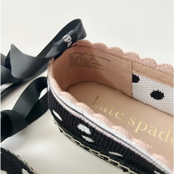 ♠️Kate Spade Knottingham Dots Knit Espadrilles Flats, Black NIB