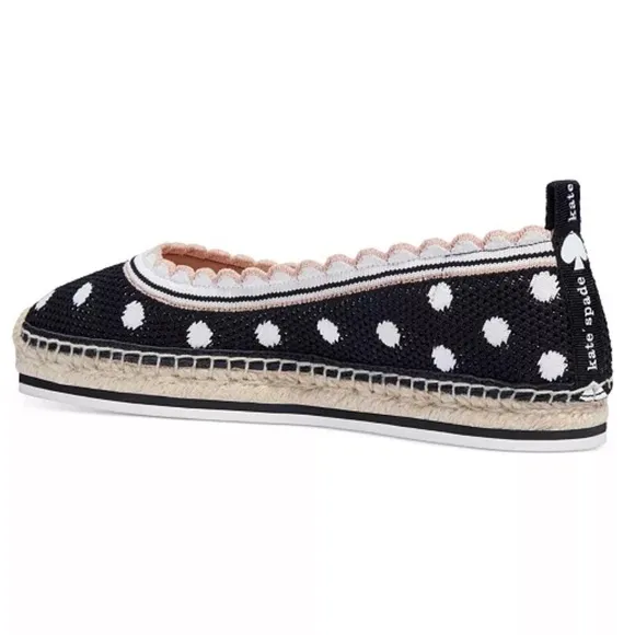 ♠️Kate Spade Knottingham Dots Knit Espadrilles Flats, Black NIB