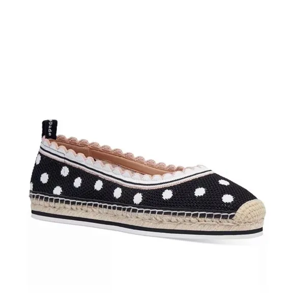 ♠️Kate Spade Knottingham Dots Knit Espadrilles Flats, Black NIB