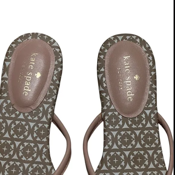 Kate Spade New York Mystic Bow Thong Sandals, Tan and Pink, Size 8 1/2