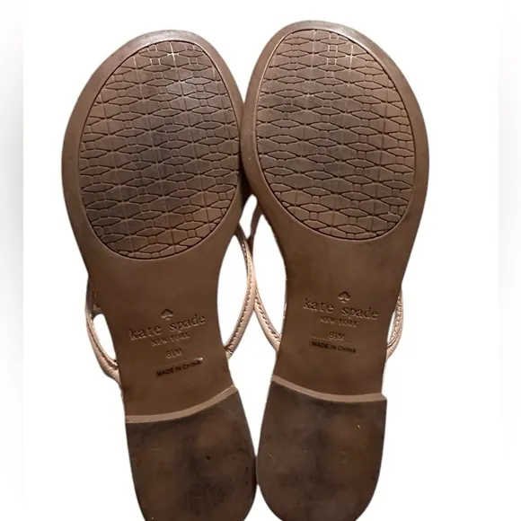Kate Spade New York Mystic Bow Thong Sandals, Tan and Pink, Size 8 1/2