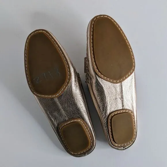 Kate Spade Shoes Mules Womens 7 Pink Gold Metallic Slip On Flats Bow Leather