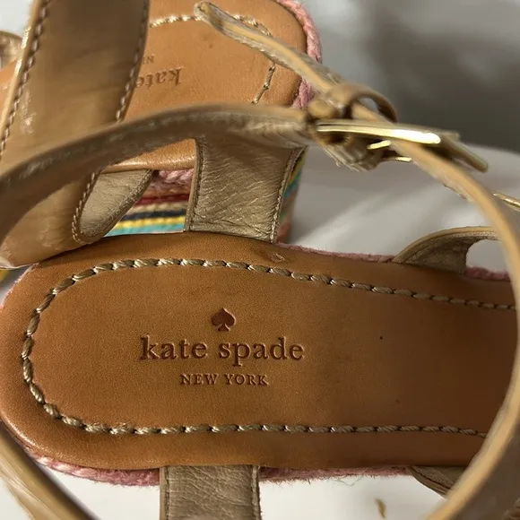 Kate Spade Striped Espadrilles patent leather high heeled sandals size 9