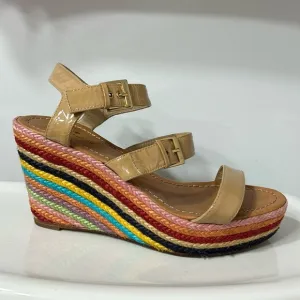 Kate Spade Striped Espadrilles patent leather high heeled sandals size 9