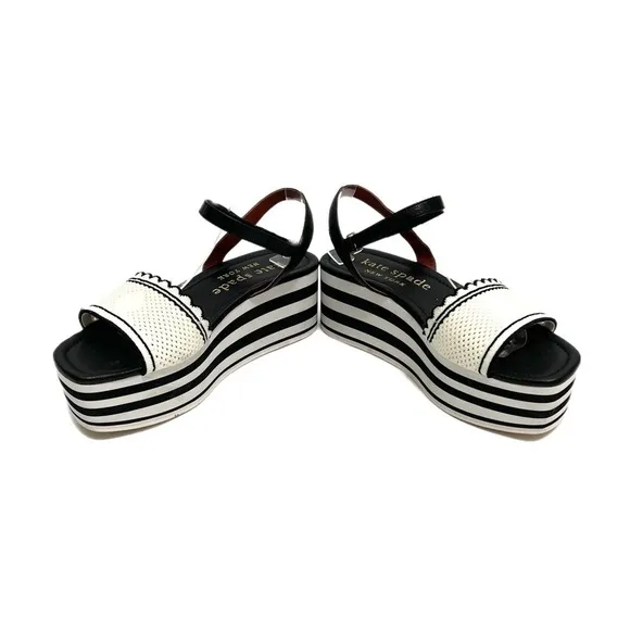 KATE SPADE | Vintage Y2K scalloped flatform Velcro strappy sandals