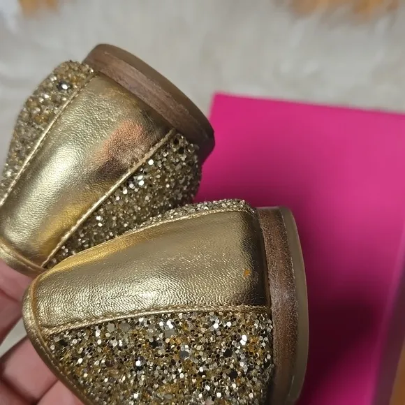 Kate Spade Willa gold glitter heels 8.5