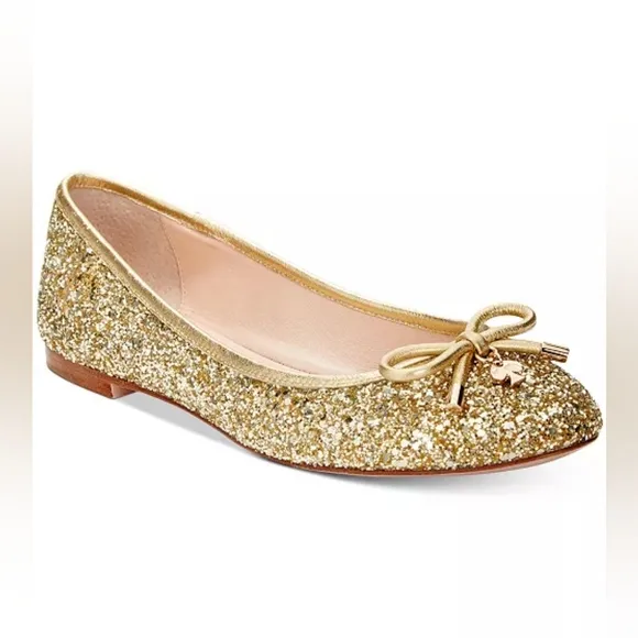 Kate Spade Willa gold glitter heels 8.5