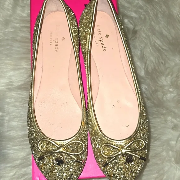 Kate Spade Willa gold glitter heels 8.5