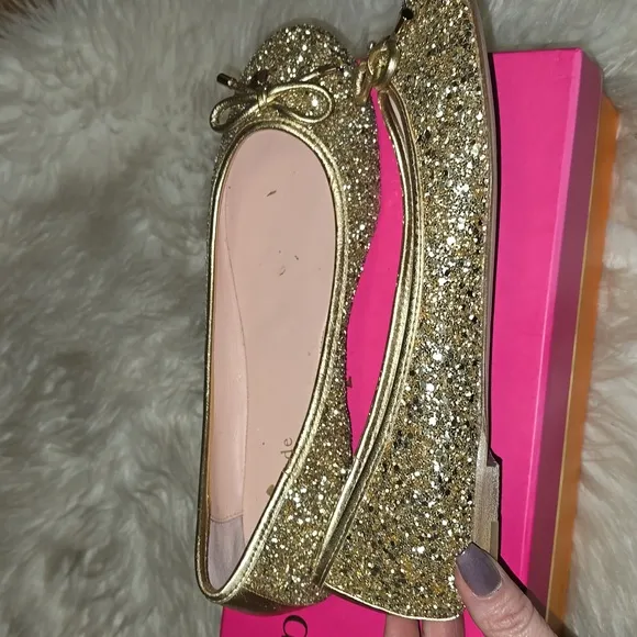 Kate Spade Willa gold glitter heels 8.5