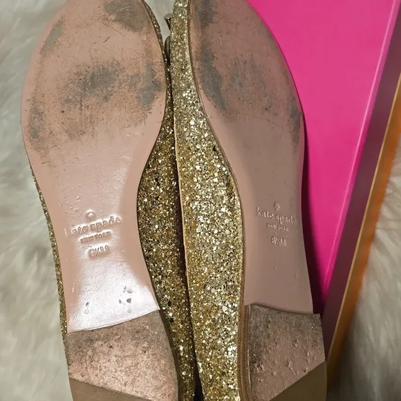 Kate Spade Willa gold glitter heels 8.5