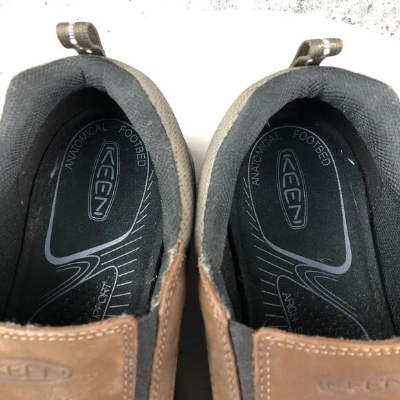 Keen Men's Size 12 Rialto Dark Earth Brown Leather Slip On Casual Loafers Shoes
