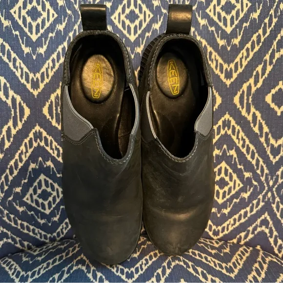 KEEN Morrison Chelsea Stacked Heel Ankle Boots, Black/Charcoal, Size 8