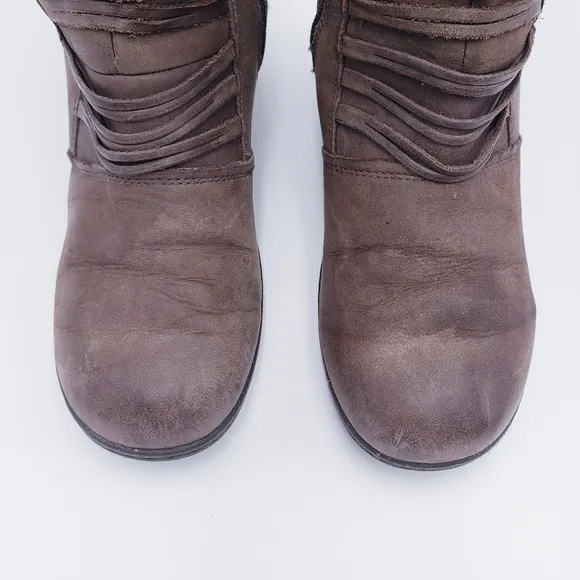 KEEN Womens Brown Zurich Leather Wedge Heel Knee High Boots Side Zip Size 10