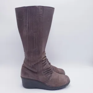 KEEN Womens Brown Zurich Leather Wedge Heel Knee High Boots Side Zip Size 10