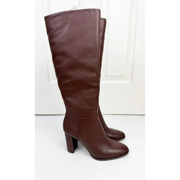 KENNETH COLE BROWN LEATHER LOWELL KNEE HIGH BOOTS