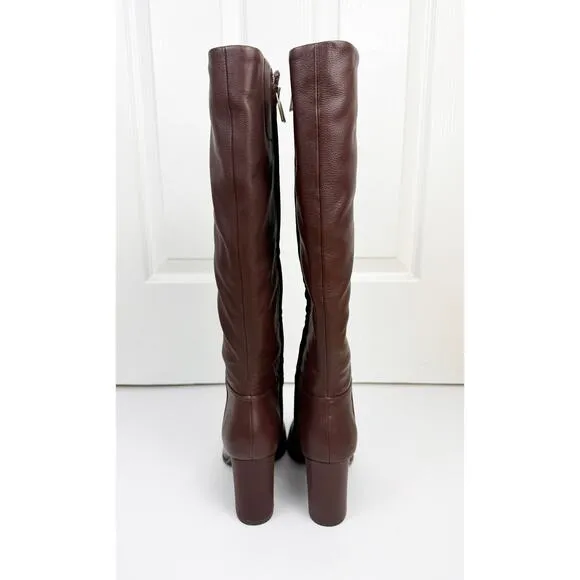 KENNETH COLE BROWN LEATHER LOWELL KNEE HIGH BOOTS