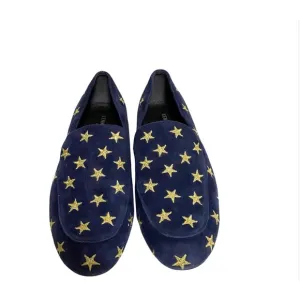 kenneth cole New York westley navy blue and gold star loafers size 7.5