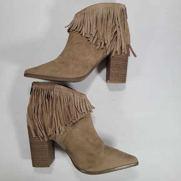 Kenneth Cole Reaction Pull Ashore Fringe Ankle Boots Women's Size 10