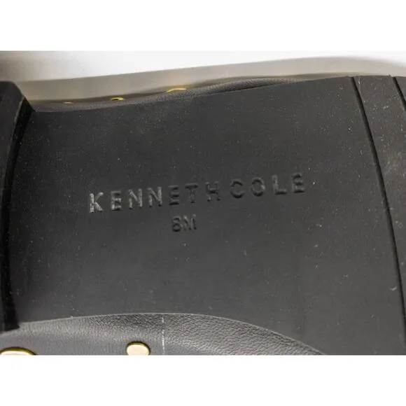 Kenneth Cole Westley Gold Stud Embellished Leather Loafers 8 Women's