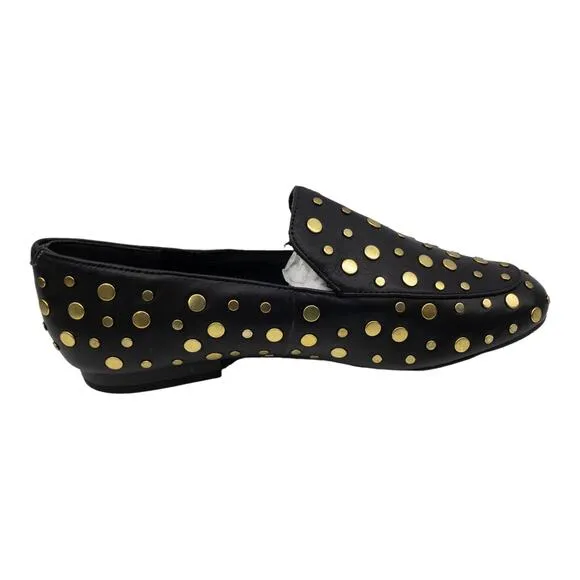 Kenneth Cole Westley Gold Stud Embellished Leather Loafers 8 Women's