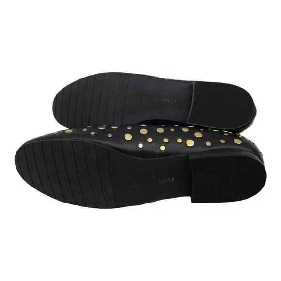Kenneth Cole Westley Gold Stud Embellished Leather Loafers 8 Women's