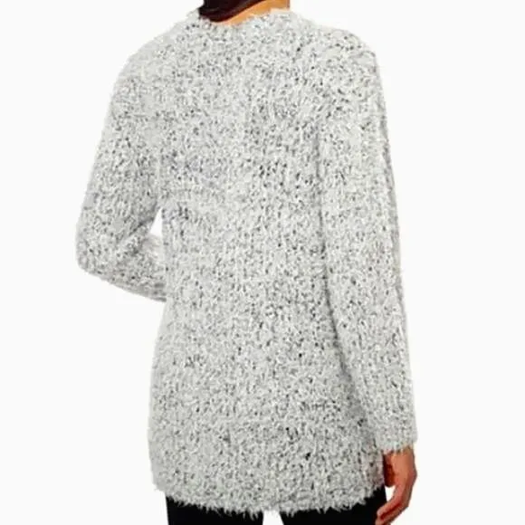 Kensie Fluffy Sweater Cardigan Jacket Sz XS Teddy Bear Eyelash Open Modern Boho