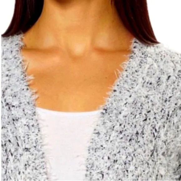 Kensie Fluffy Sweater Cardigan Jacket Sz XS Teddy Bear Eyelash Open Modern Boho