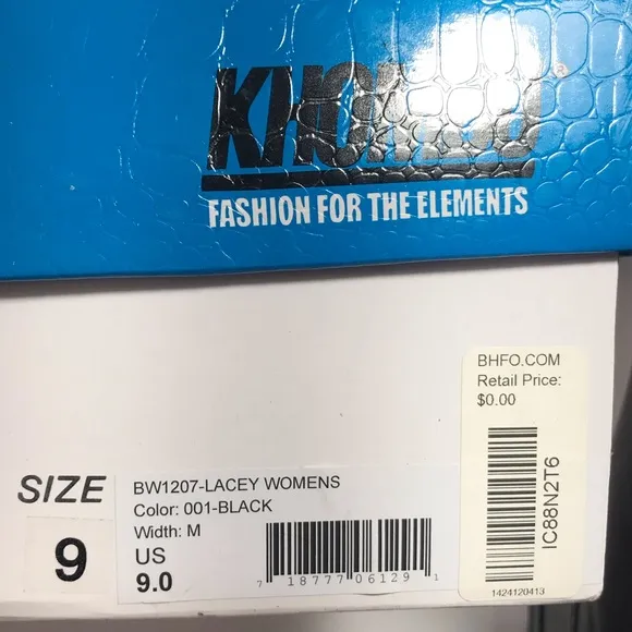 Khombu Lacey Black Rubber Wedge Heel Rain Boots Size 9 NIB