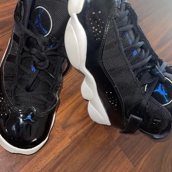 Kids Black and Blue Jordan Sneakers