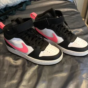 Kids Black and Pink High-Top Sneakers