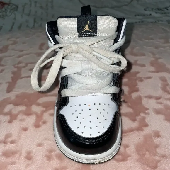 Kids Black and White and Gold Air Jordan