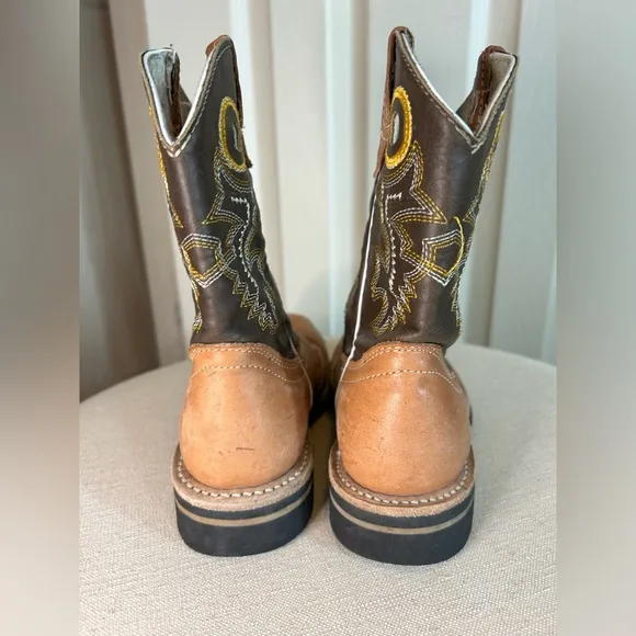 Kid's children's Boys/Girls leather western cowboy boots square toe rodeo