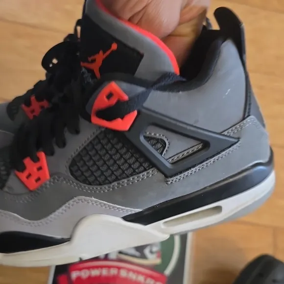 Kids Gray and Black Sneakers with Red Accents