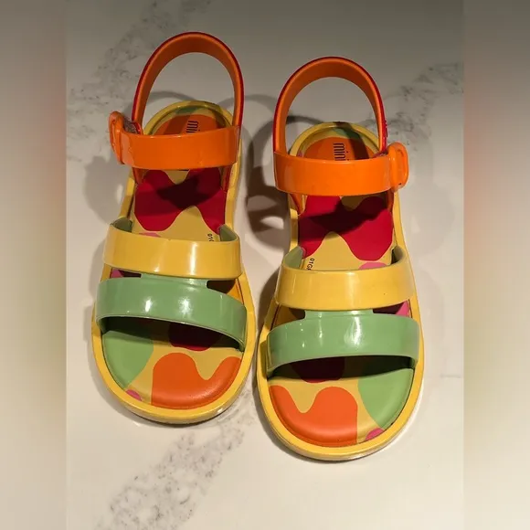 Kids Mini Melissa colorland sandals in melflex PVC.  Size 12.