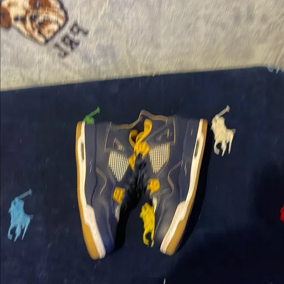 Kids Navy and Yellow Sneakers