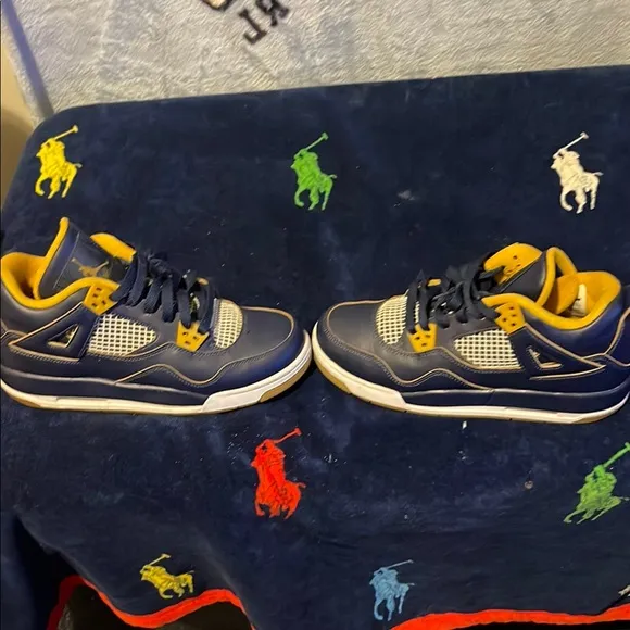 Kids Navy and Yellow Sneakers