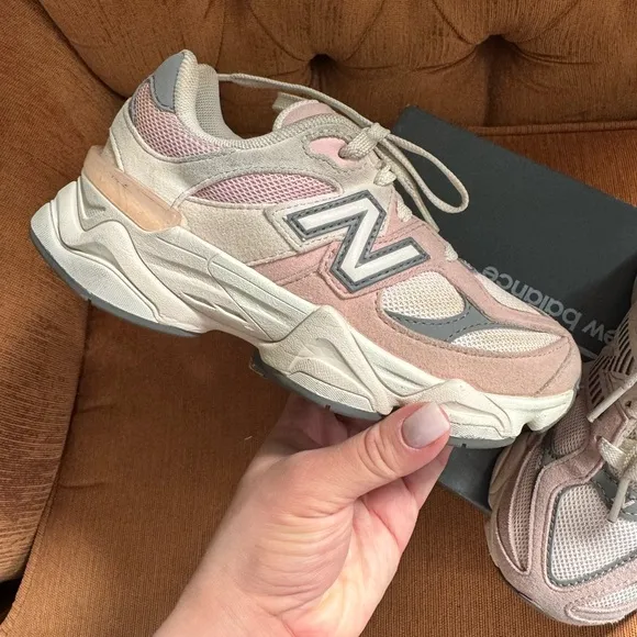 Kids New Balance Gray and Light Pink Sneakers