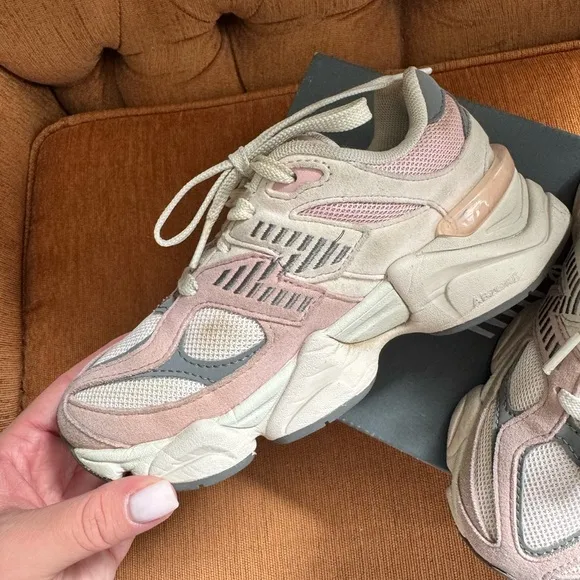 Kids New Balance Gray and Light Pink Sneakers