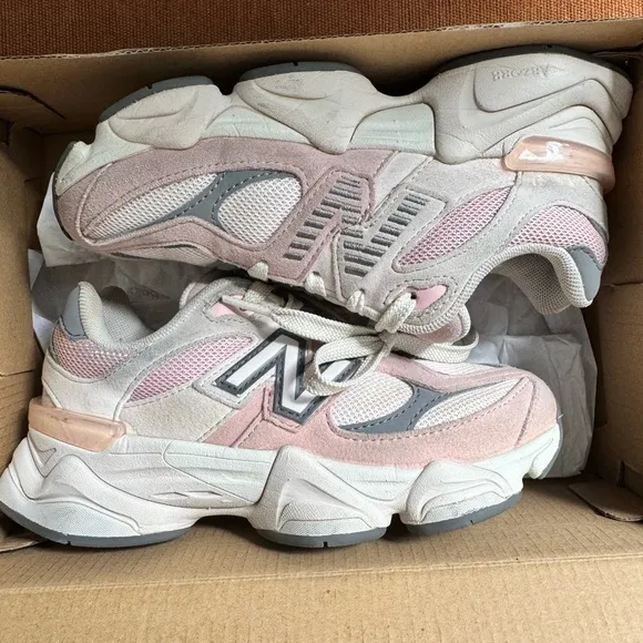 Kids New Balance Gray and Light Pink Sneakers