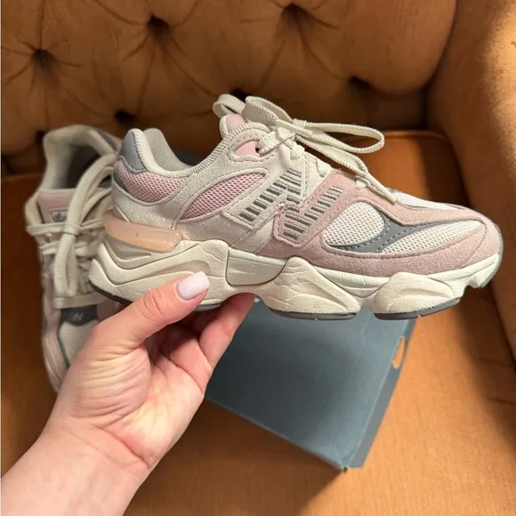 Kids New Balance Gray and Light Pink Sneakers