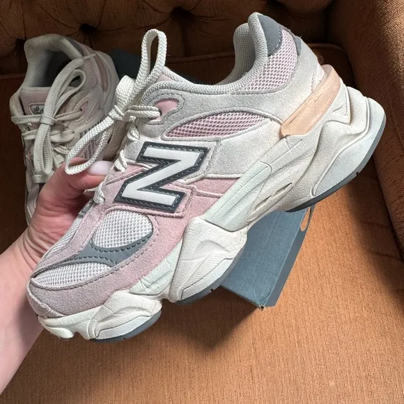 Kids New Balance Gray and Light Pink Sneakers