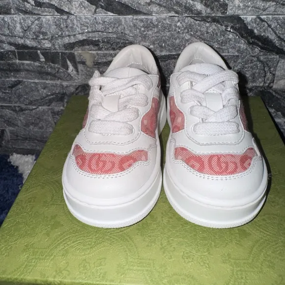 Kids' Pink and White Gucci Sneakers