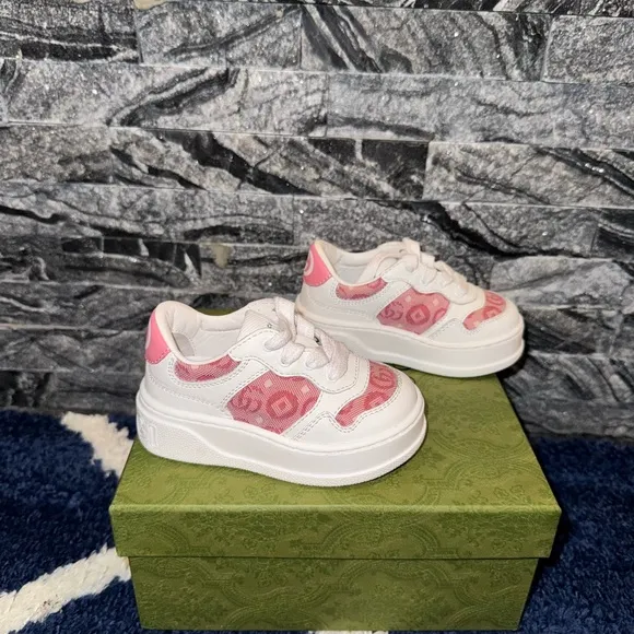 Kids' Pink and White Gucci Sneakers