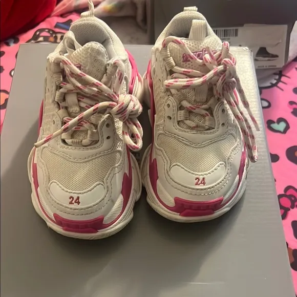 Kids Pink and White Sneakers